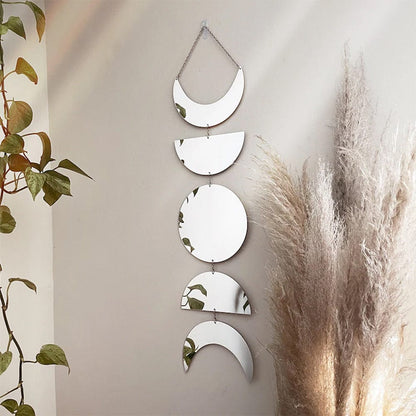 Wall Hanging Sun And Crescent Acrylic Mirror Decoration - Silver - Wall Decoration - HomeRelaxOfficial