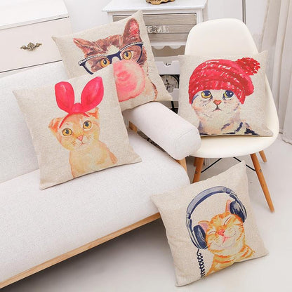 Adorable Cat Pillow Cover - 4 Pack Bundle ($40 OFF) - Cushion Covers - HomeRelaxOfficial