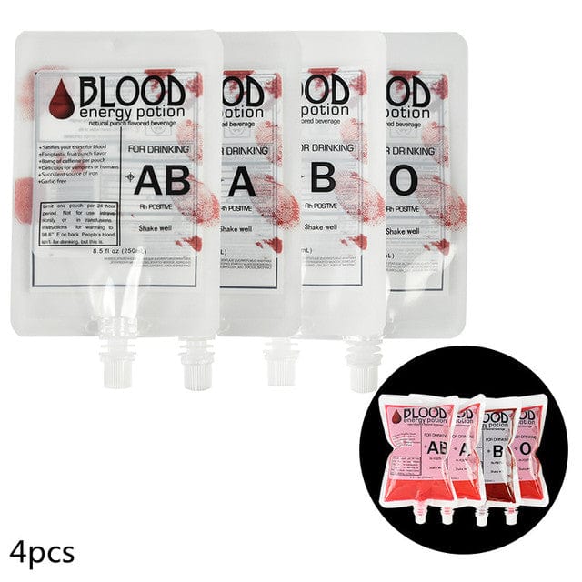 Halloween Blood Bags for Drinks - 5x Blood Group Bags - HomeRelaxOfficial
