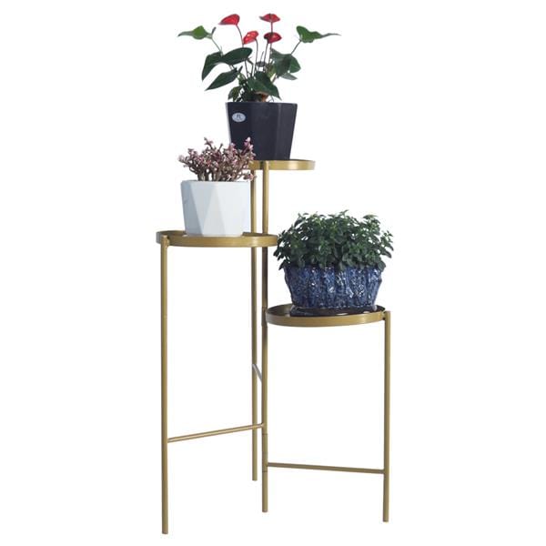 Tri-Level Metal Plant Stand Gold - Default Title - HomeRelaxOfficial