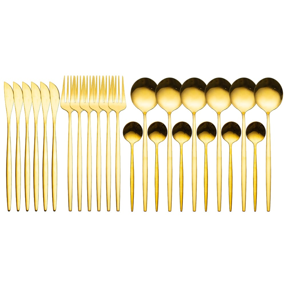 Unique 24pcs Cutlery Set Stainless Steel - Gold - 0 - HomeRelaxOfficial