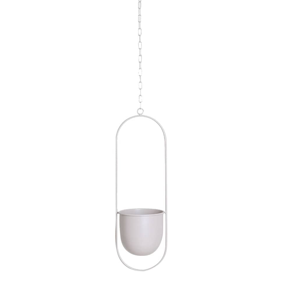 Metal Hanging Planter - Light gray Oval - 0 - HomeRelaxOfficial
