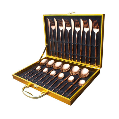 Unique 24pcs Cutlery Set Stainless Steel - Rose Gold With Box - 0 - HomeRelaxOfficial