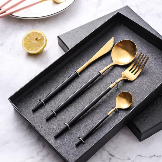 Unique 24pcs Cutlery Set Stainless Steel - 0 - HomeRelaxOfficial