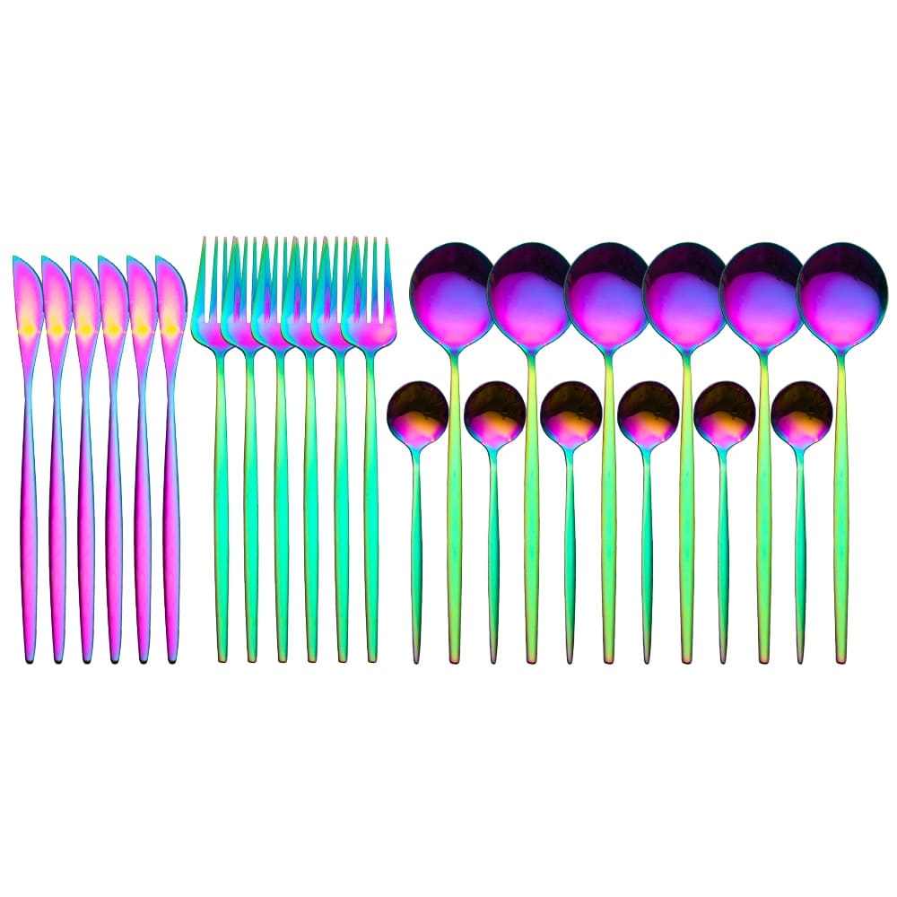 Unique 24pcs Cutlery Set Stainless Steel - Rainbow - 0 - HomeRelaxOfficial