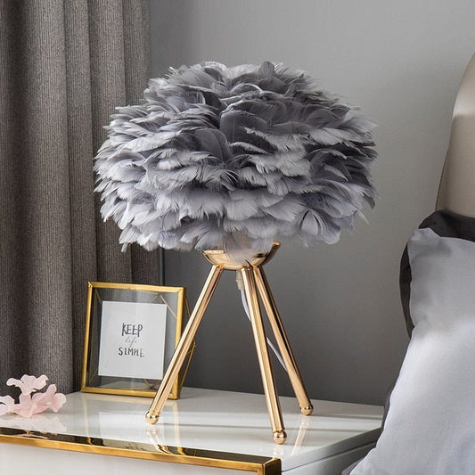 Luxury Feather Lamp - Grey - HomeRelaxOfficial