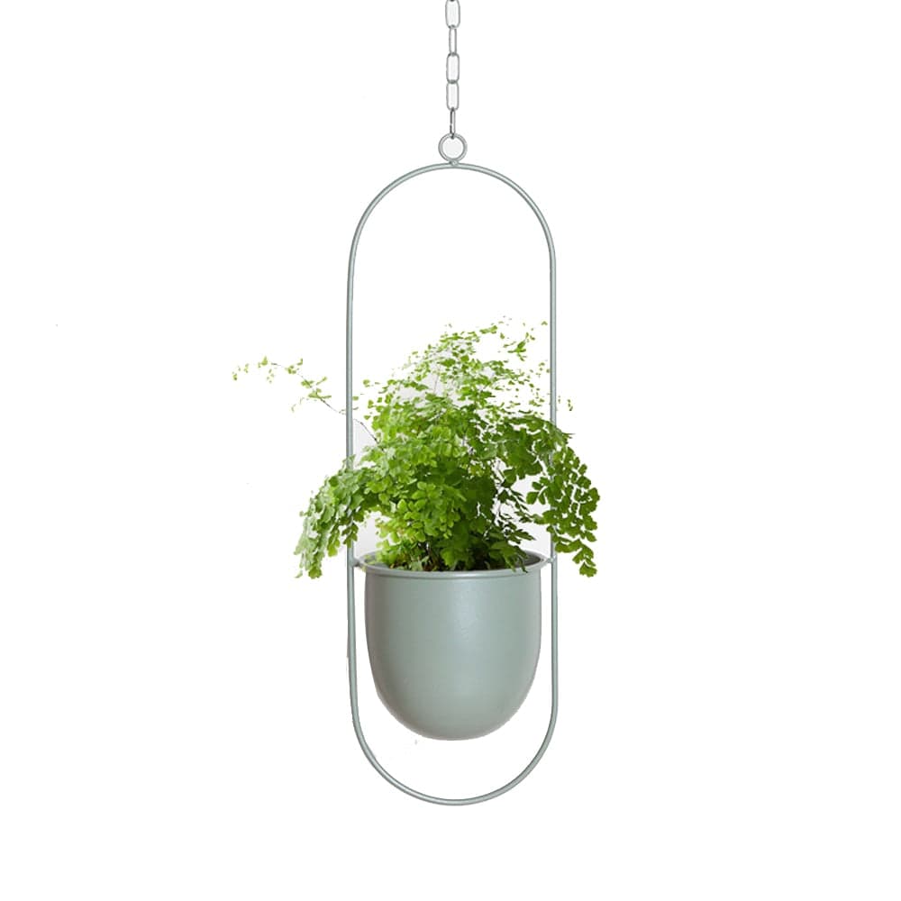 Metal Hanging Planter - Green Oval - 0 - HomeRelaxOfficial