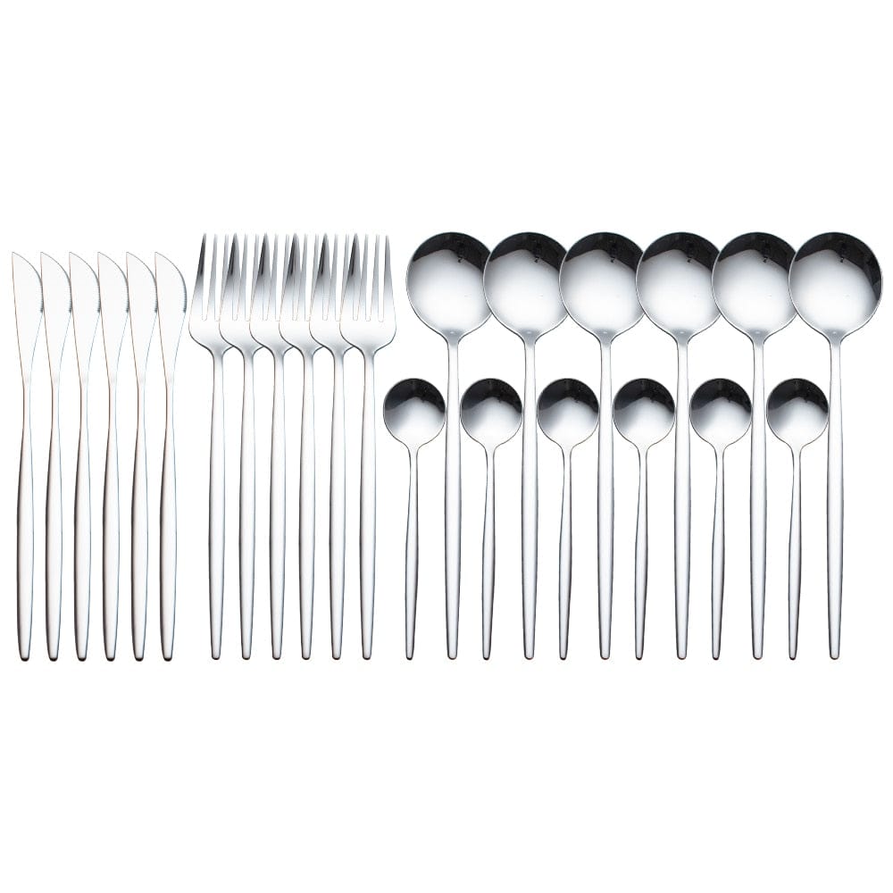 Unique 24pcs Cutlery Set Stainless Steel - Silver - 0 - HomeRelaxOfficial