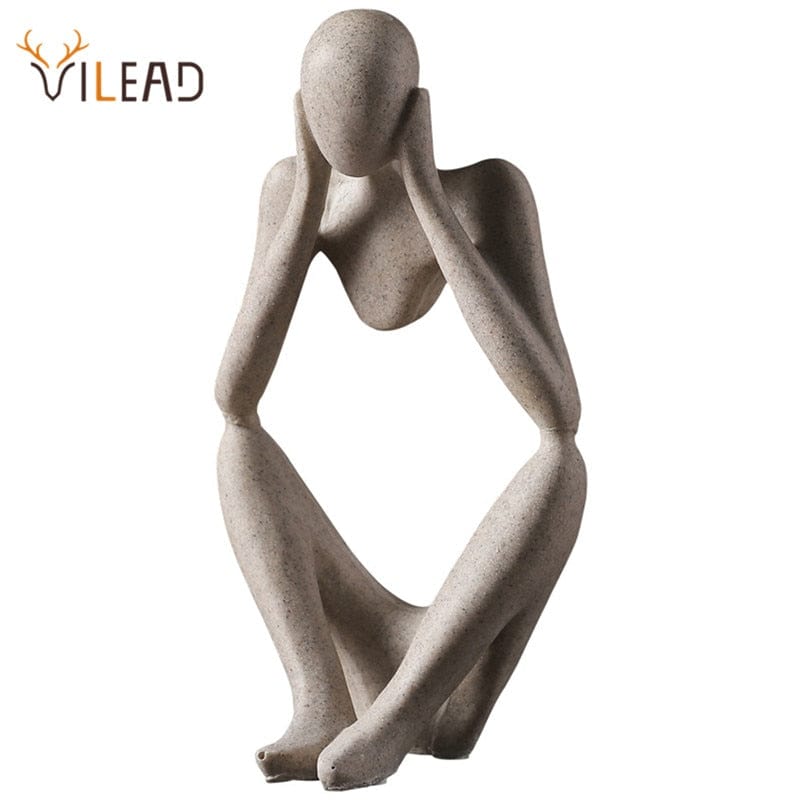 VILEAD Nordic Abstract Thinker Statue Resin Figurine Office Home  Decoration Desktop Decor Handmade Crafts Sculpture Modern Art