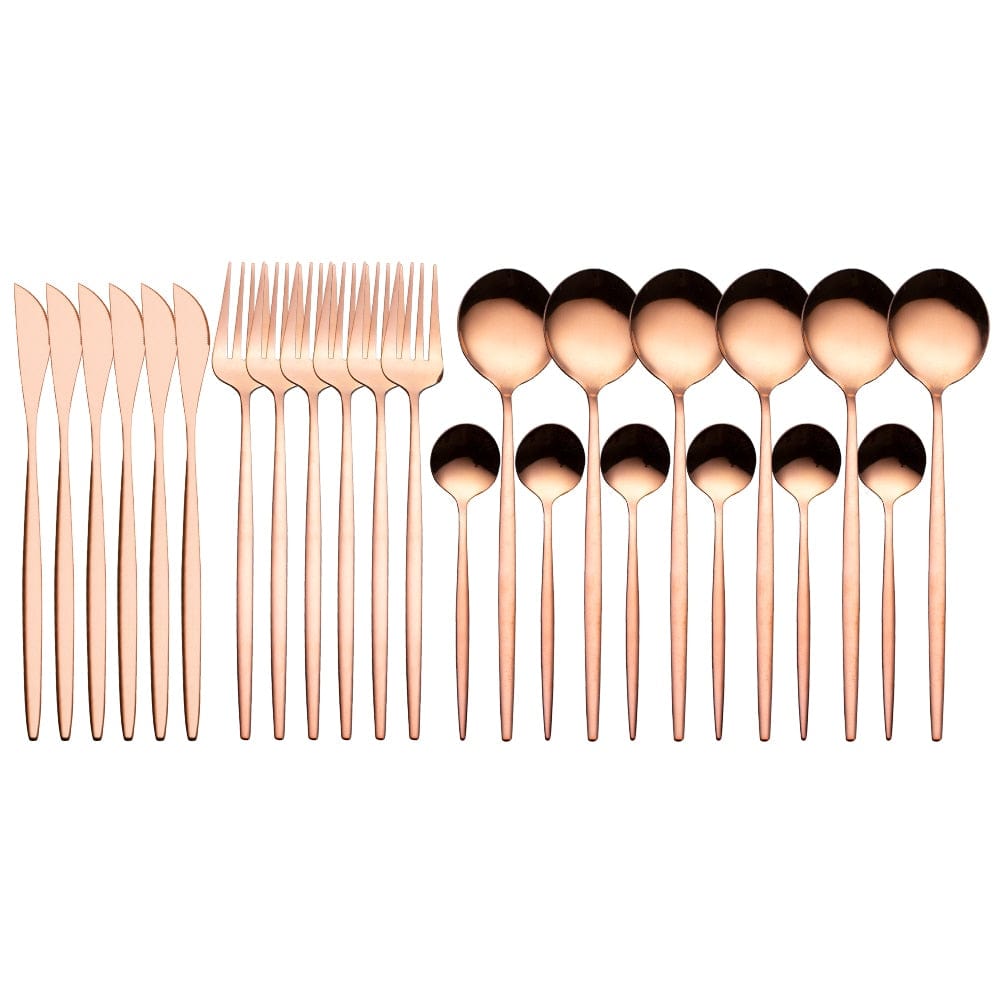 Unique 24pcs Cutlery Set Stainless Steel - Rose Gold - 0 - HomeRelaxOfficial