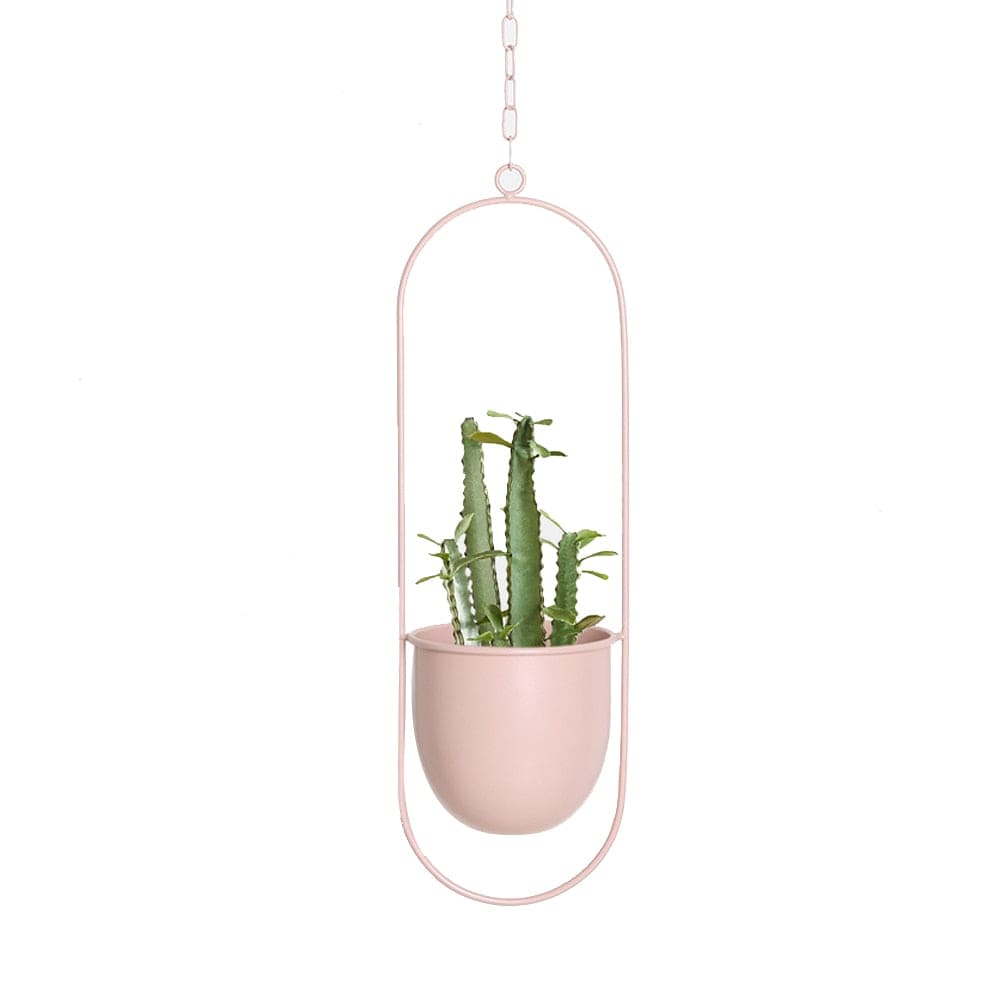 Metal Hanging Planter - Pink Oval - 0 - HomeRelaxOfficial