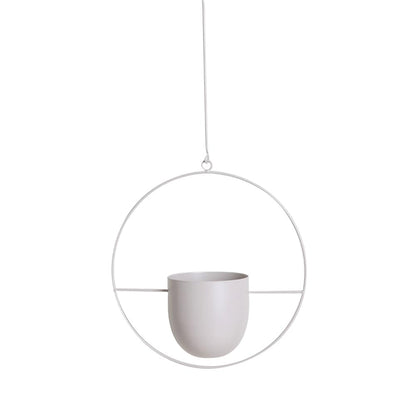 Metal Hanging Planter - Light gray Round - 0 - HomeRelaxOfficial