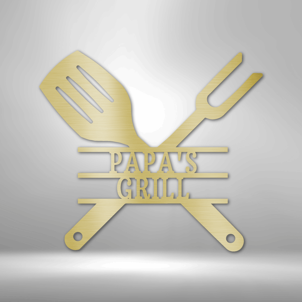 Grilling Utensils - Steel Sign - Gold / 12" - Custom - HomeRelaxOfficial