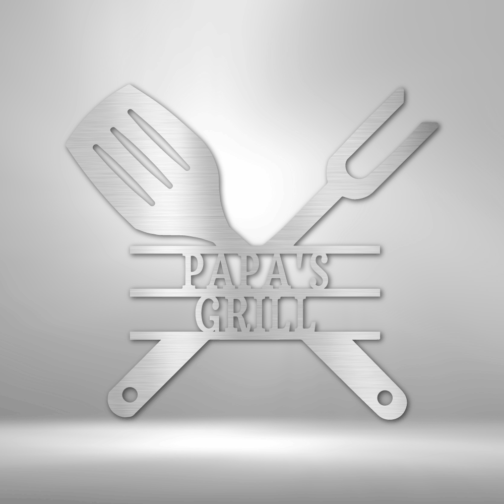 Grilling Utensils - Steel Sign - Silver / 12" - Custom - HomeRelaxOfficial