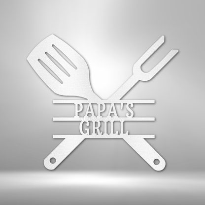 Grilling Utensils - Steel Sign - White / 12" - Custom - HomeRelaxOfficial