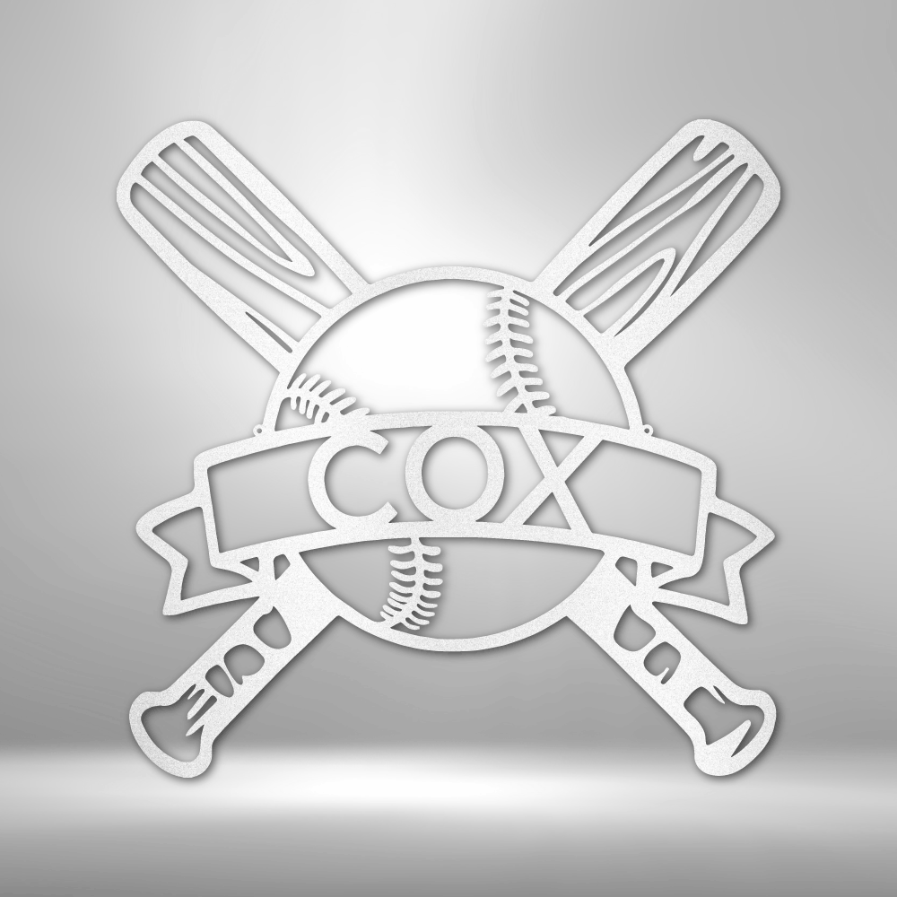 Baseball Monogram - Metal Sign - White / 12" - Custom - HomeRelaxOfficial