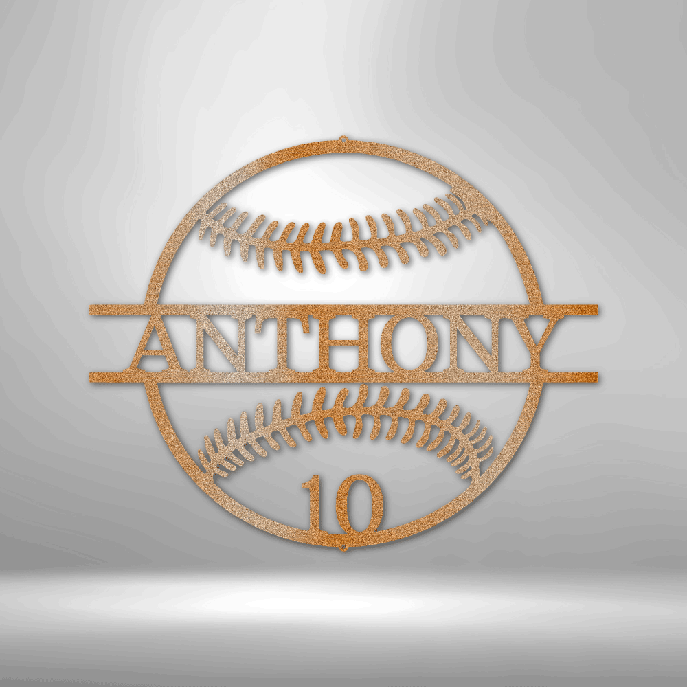 Name and Number Baseball - Metal Sign - Copper / 12" - Custom - HomeRelaxOfficial