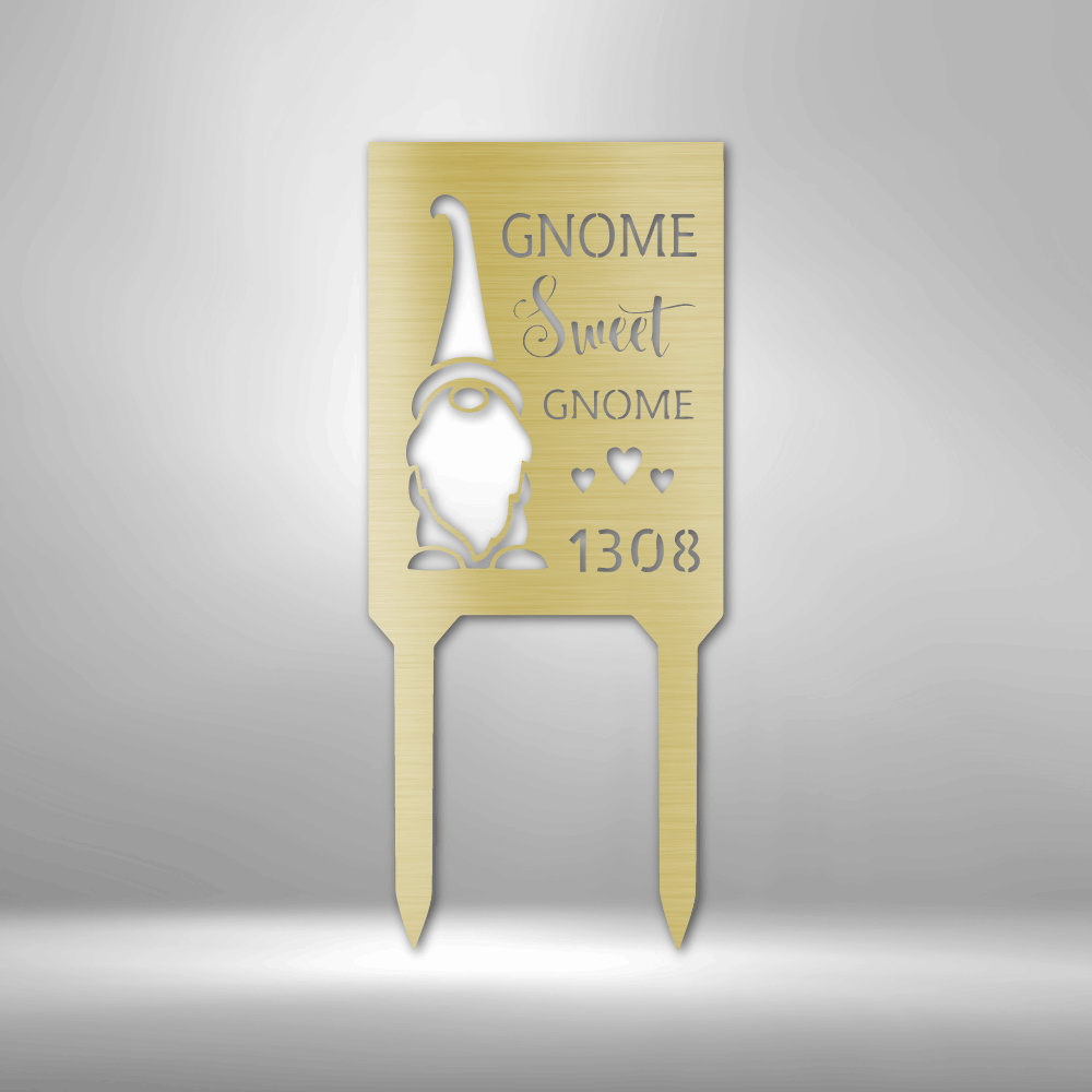 Gnome Home - Steel Stake - Gold - Custom - HomeRelaxOfficial