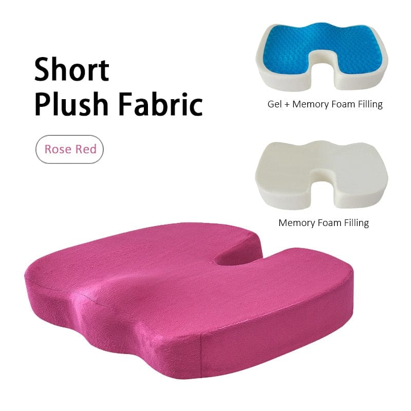 CloudCushion™ - Hip Support Seat Cushion - CloudCushion™ V1 with Memory Foam / Short Plush-Rose Red - 0 - HomeRelaxOfficial