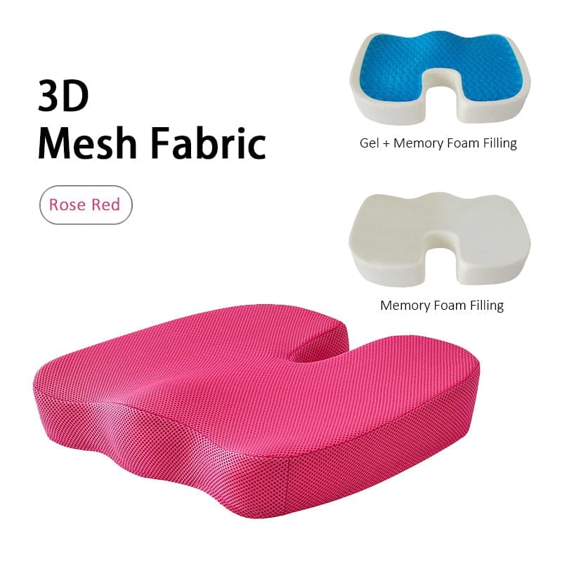 CloudCushion™ - Hip Support Seat Cushion - CloudCushion™ V1 with Memory Foam / 3D Mesh-Rose Red - 0 - HomeRelaxOfficial