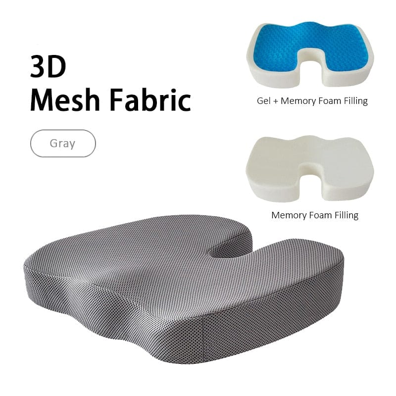 CloudCushion™ - Hip Support Seat Cushion - CloudCushion™ V1 with Memory Foam / 3D Mesh-Gray - 0 - HomeRelaxOfficial