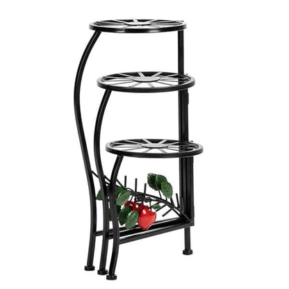 Paint Painted Blade Shape 3 Blocks Plant Stand Black - HomeRelaxOfficial
