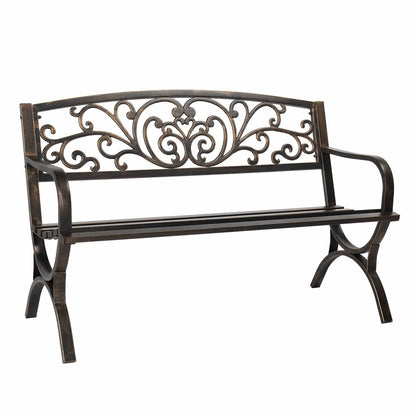 50in Butterfly Back Cross Feet Bronze Iron Bench