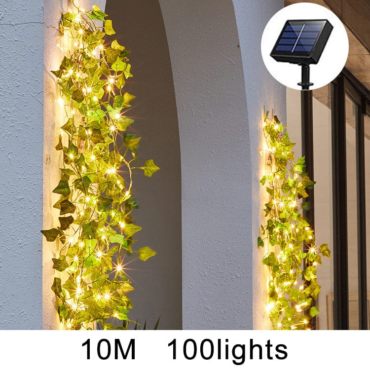 Solar Led Outdoor Garden Decorative Light - Twotone Maple Green Vine / 10M 100Lights Solar - Garden Decor - HomeRelaxOfficial
