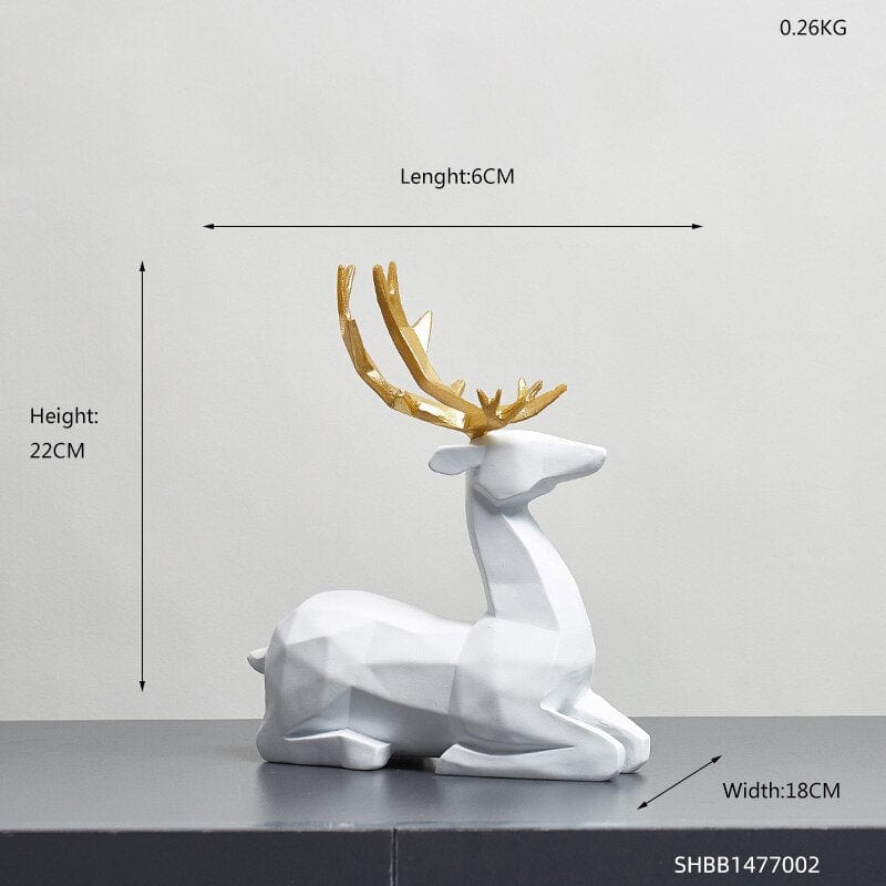 Resin Deer Statue Sculpture Ornament - White - HomeRelaxOfficial